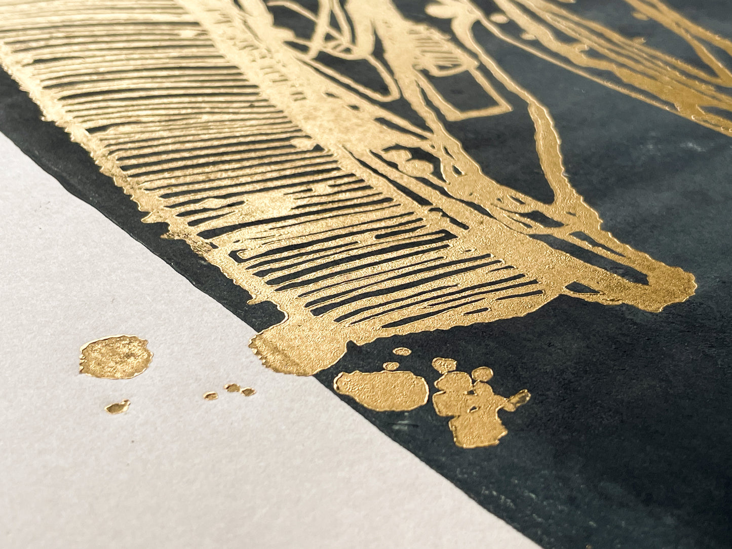 Fragment - Linocut Gold