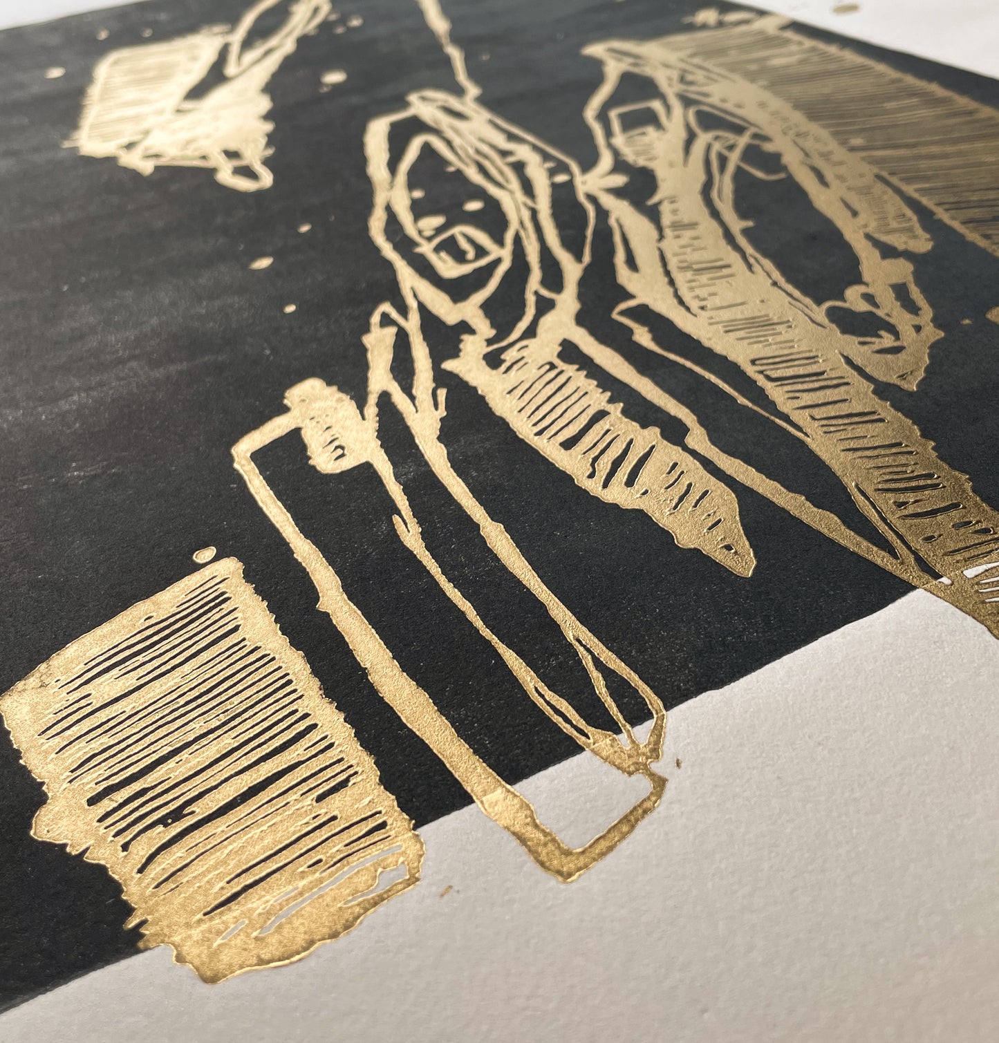 Fragment - Linocut Gold