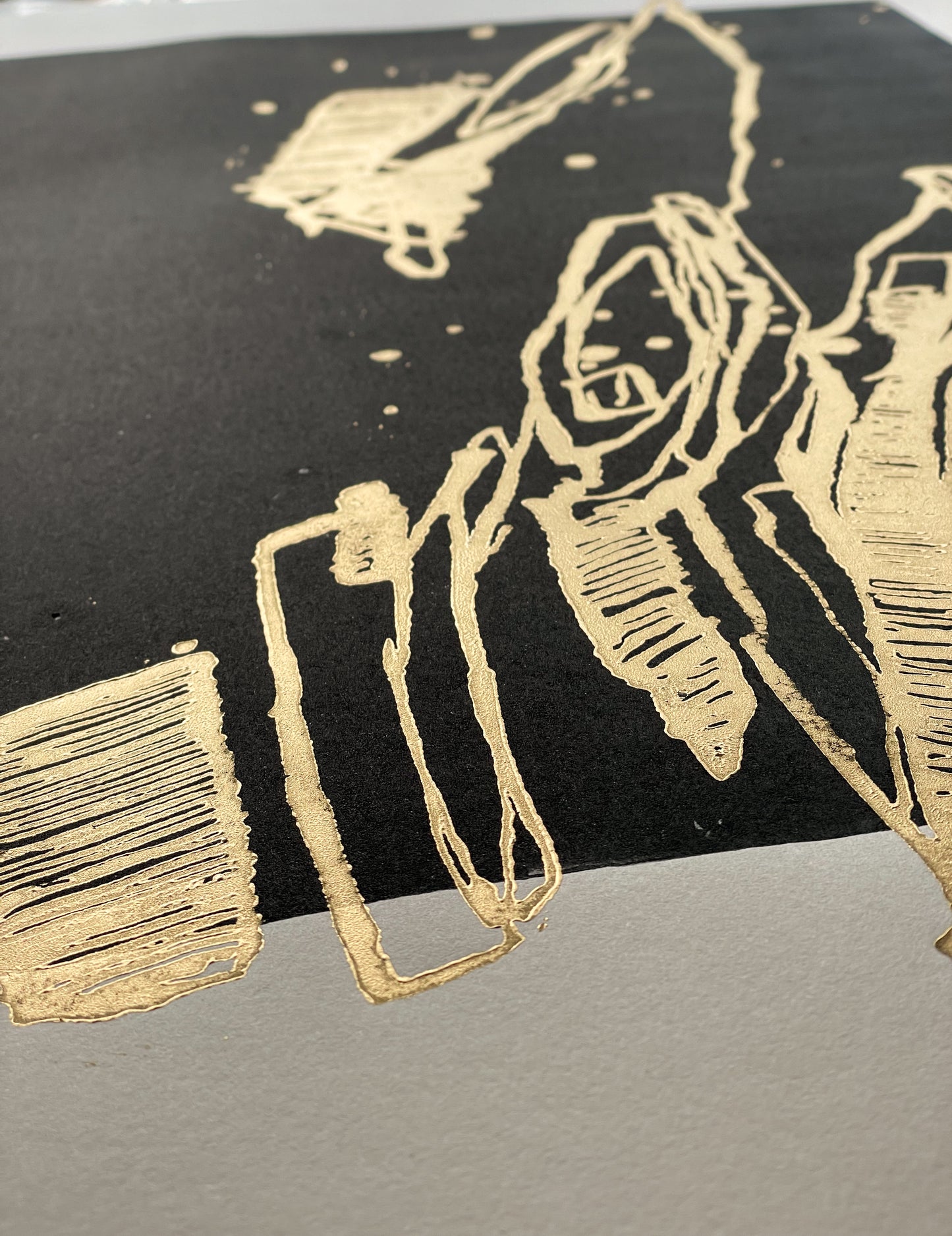 Fragment - Linocut Gold