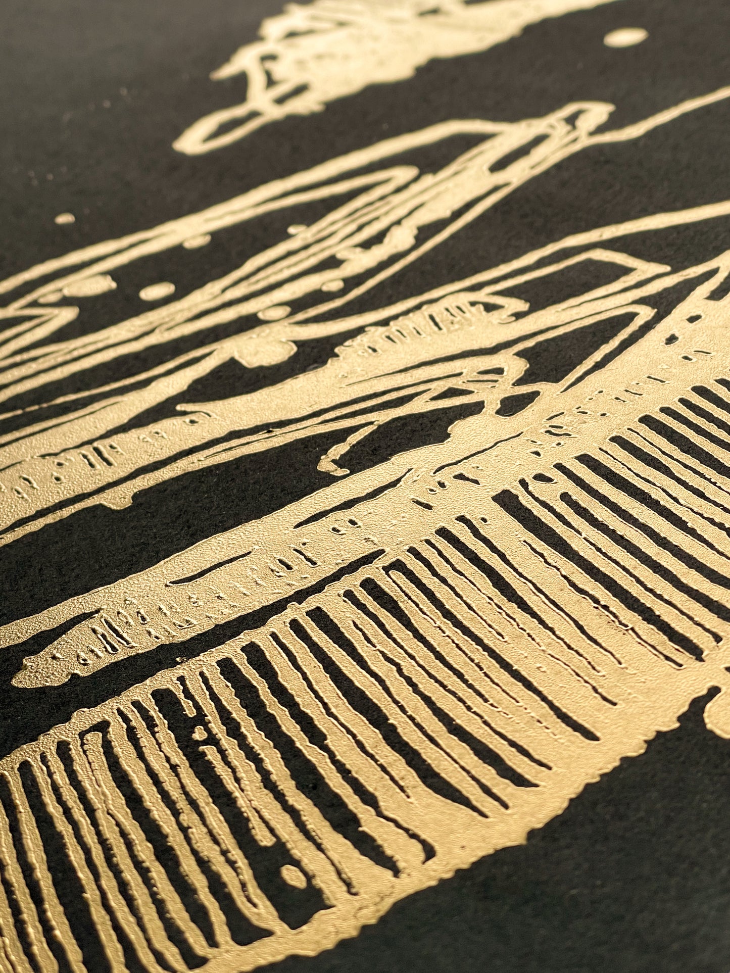 Fragment - Linocut Gold