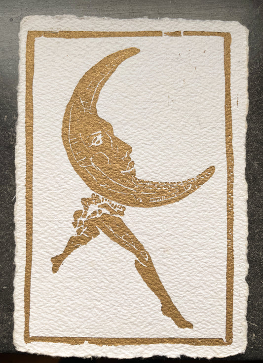 Moon Lady - Linocut Gold