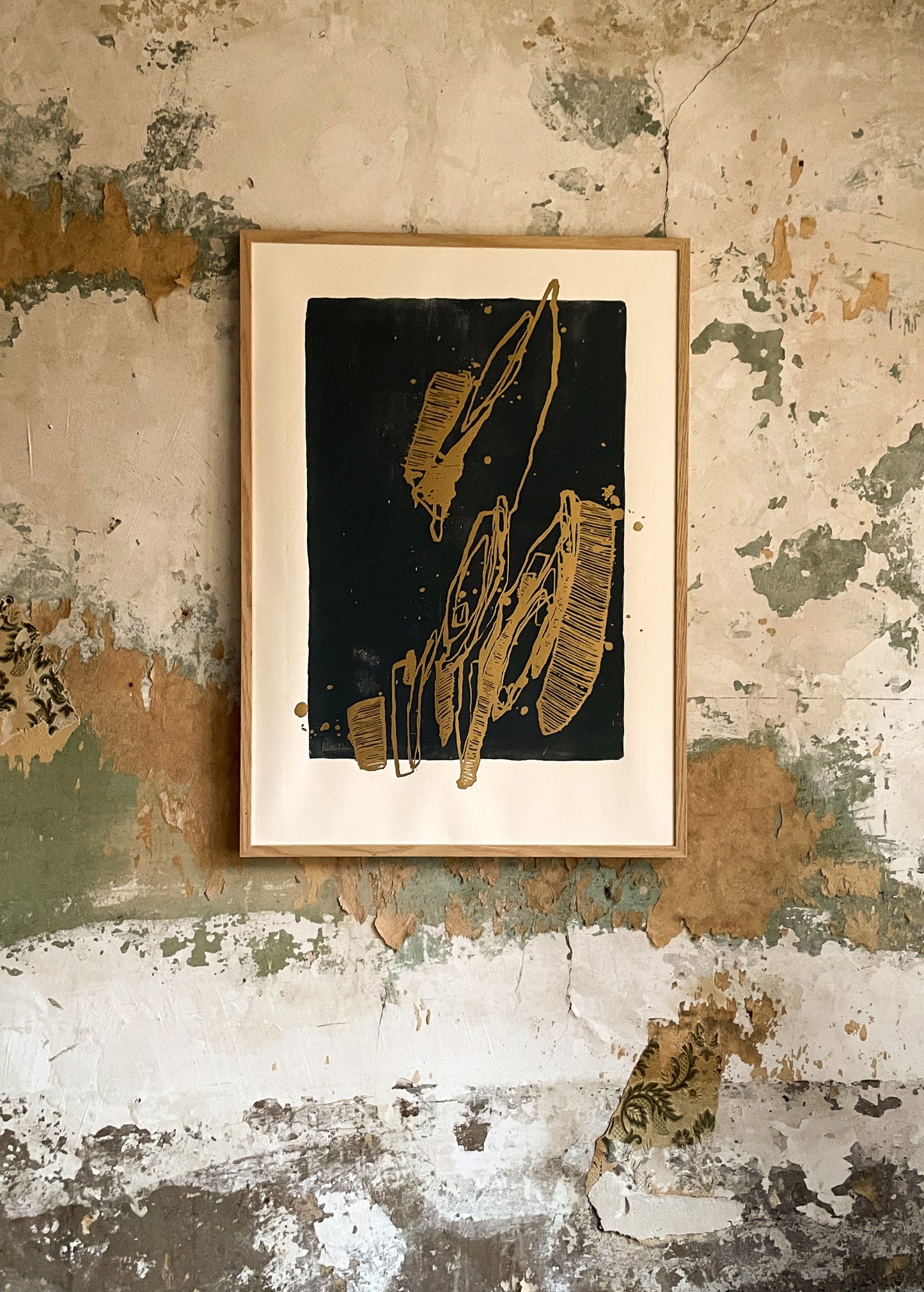 Fragment - Linocut Gold